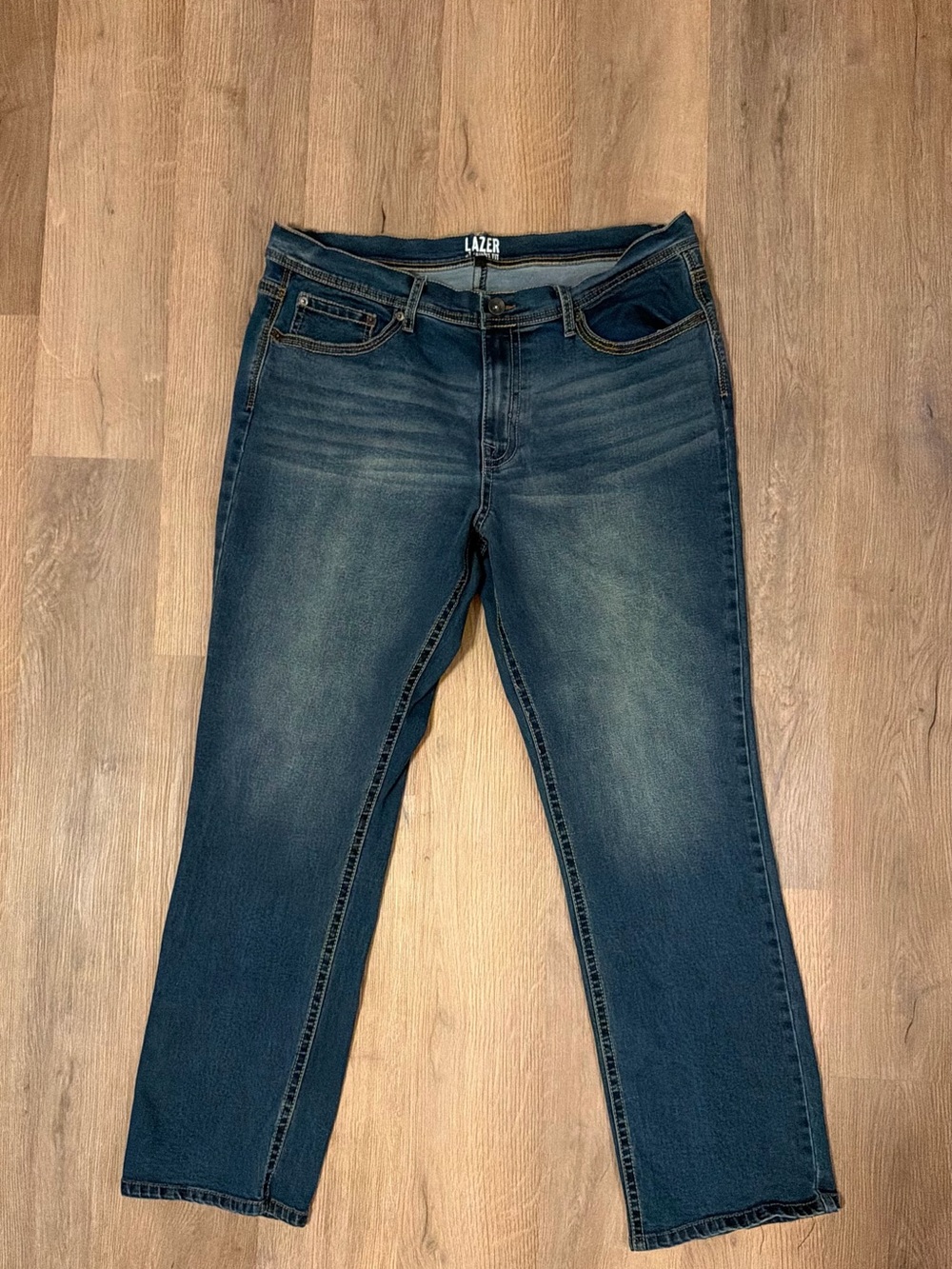Lazer Straight Fit Jeans Mens 38x32 Stretch Blue Denim Pants